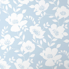 Ava Traditional Wallpaper - Floral Blue, Roll