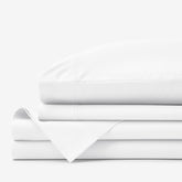 Premium Cool Organic Cotton Percale Bed Sheet Set - White, Queen