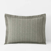 Tailored Stripes Premium Breathable Washed Linen Cotton Reversible Sham - Wide Stripe Dark Olive, King