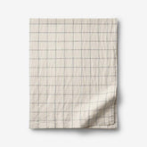 Tailored Stripes and Plaids Premium Breathable Washed Linen Cotton Flat Bed Sheet - Windowpane Deep Navy, Twin/Twin XL