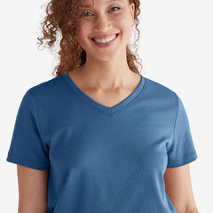 Pima Cotton Women's Cropped Pajama Set - Blue Denim, M
