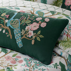 Peacock Decorative Lumbar Pillow Cover - Green Multi