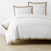 Solid Border Classic Cool Cotton Percale Duvet Cover - Cocoa, King/Cal. King