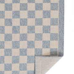 Checkered Outdoor Rug - Blue, 8' x 10'
