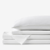Dorset Stripe Luxe Smooth Egyptian Cotton Sateen Bed Sheet Set - White, Cal King