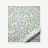 Tira Floral Classic Cool Cotton Percale Flat Bed Sheet - Bird Green, King/Cal. King