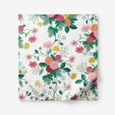 Dahlia Classic Cool Cotton Percale Flat Bed Sheet - White Multi, Queen