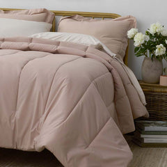 Solid Garment Washed Cotton Percale Comforter - Rose, Twin/Twin XL