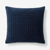 Tufted Stitch Velvet Decorative Square Pillow Cover - Navy, 20 in. x 20 in.