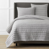 Premium Breathable Washed Linen Solid Quilt - Gray, Full/Queen