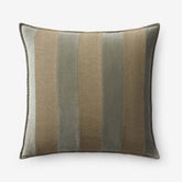 Velvet Linen Stripe Decorative Square Pillow Cover - Olive Green, 20 in. x 20 in.