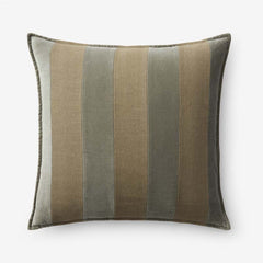 Velvet Linen Stripe Decorative Square Pillow Cover - Olive Green, 20 in. x 20 in.
