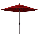 Round Outdoor Patio Umbrella, Fiberglass with Twist Tilt - Bronze Finish, Jockey Red, 11'