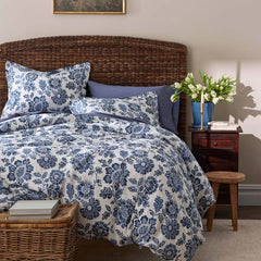 Floral Indigo Garden Classic Cool Cotton Percale Comforter - Blue, Full/Queen