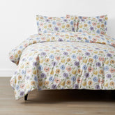 Pastel Poppies Classic Cool Organic Cotton Percale Duvet Cover Set - White Multi, Twin/Twin XL