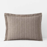 Tailored Stripes Premium Breathable Washed Linen Cotton Reversible Sham - Wide Stripe Dark Brown, Standard