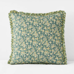 Suhana Reversible Ruffle Quilted Sham - Green, Euro
