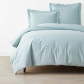 Solid Garment Washed Cotton Percale Duvet Cover - Cloud Blue, Full/Queen