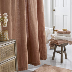Premium Breathable Washed Linen Solid Shower Curtain - Terracotta