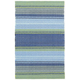 Fiesta Stripe Handwoven Indoor/Outdoor Rug - Blue/Green, 6' x 9'