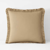 Solid Ruffle Garment Washed Cotton Percale Sham - Wheat, Euro