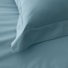 Premium Cool Supima® Cotton Percale Deep Pocket Flat Bed Sheet - Slate Blue, Queen