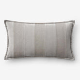 Velvet Linen Stripe Decorative Lumbar Pillow Cover - Gray, 12 in. x 21 in.