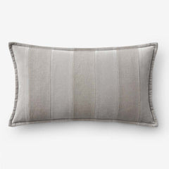 Velvet Linen Stripe Decorative Lumbar Pillow Cover - Gray, 12 in. x 21 in.