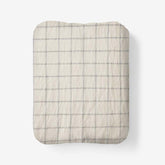 Tailored Stripes and Plaids Premium Breathable Washed Linen Cotton Fitted Bed Sheet - Windowpane Deep Navy, King