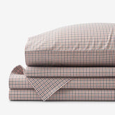 Classic Stripes and Plaids Cool Yarn-Dyed Cotton Percale Bed Sheet Set - Mini Check Brown, Twin XL