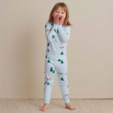 Family Printed Peruvian Cotton Kid's Pajama Set - Santa's Ski Dash, 3T