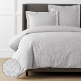 Jacquard Leaf Yarn-Dyed Premium Smooth Supima® Cotton Wrinkle-Free Sateen Duvet Cover - Light Gray, Twin/Twin XL