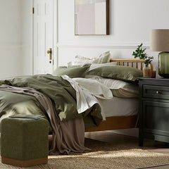 Classic Cool Cotton Percale Flat Bed Sheet - Olive Green, Twin/Twin XL