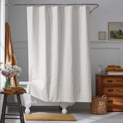 Mini-Prints Garment Washed Cotton Percale Shower Curtain - Flowers Yellow