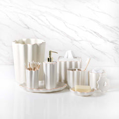 Scallop Toothbrush Holder - Cream and Amber