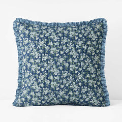 Suhana Reversible Ruffle Quilted Sham - Blue, Euro