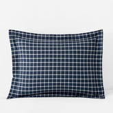 Classic Stripes and Plaids Cool Yarn-Dyed Cotton Percale Sham - Windowpane White/Navy, Standard