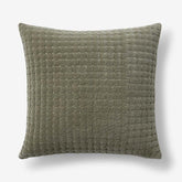 Tufted Stitch Velvet Decorative Square Pillow Cover - Olive Green, 20 in. x 20 in.