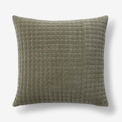 Tufted Stitch Velvet Decorative Square Pillow Cover - Olive Green, 20 in. x 20 in.