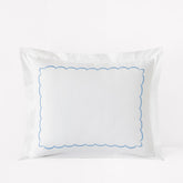 Embroidered Scallop Classic Cool Cotton Percale Sham - Blue, King