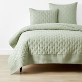 Pintuck Quilt - Light Sage, Full/Queen