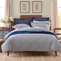 Classic Stripes and Plaids Cool Yarn-Dyed Cotton Percale Bed Sheet Set - Stripe White/Blue, Twin