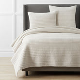 Line Stitch Velvet Quilt - Light Sand, Full/Queen