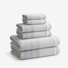 Plush Spa Stripe 6-Piece Bath Set - Light Gray
