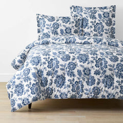 Floral Indigo Garden Classic Cool Cotton Percale Comforter - Blue, Full/Queen
