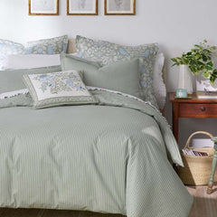 Tira Floral Classic Cool Cotton Percale Sham - Stripe Green, King