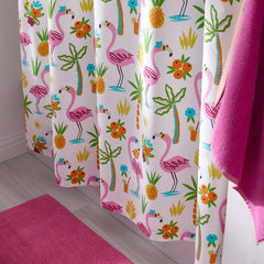 Summer Prints Classic Cool Cotton Percale Shower Curtain - Flamingo and Palms
