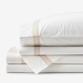 Contrast Border Premium Cool Supima® Cotton Percale Bed Sheet Set - Oatmeal, King