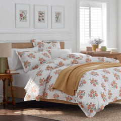 Blossoms and Stripes Classic Cool Cotton Percale Comforter - Petal Charm, Full/Queen