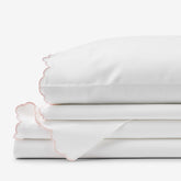 Embroidered Scallop Classic Smooth Sateen Solid Bed Sheet Set - Blush, Twin XL